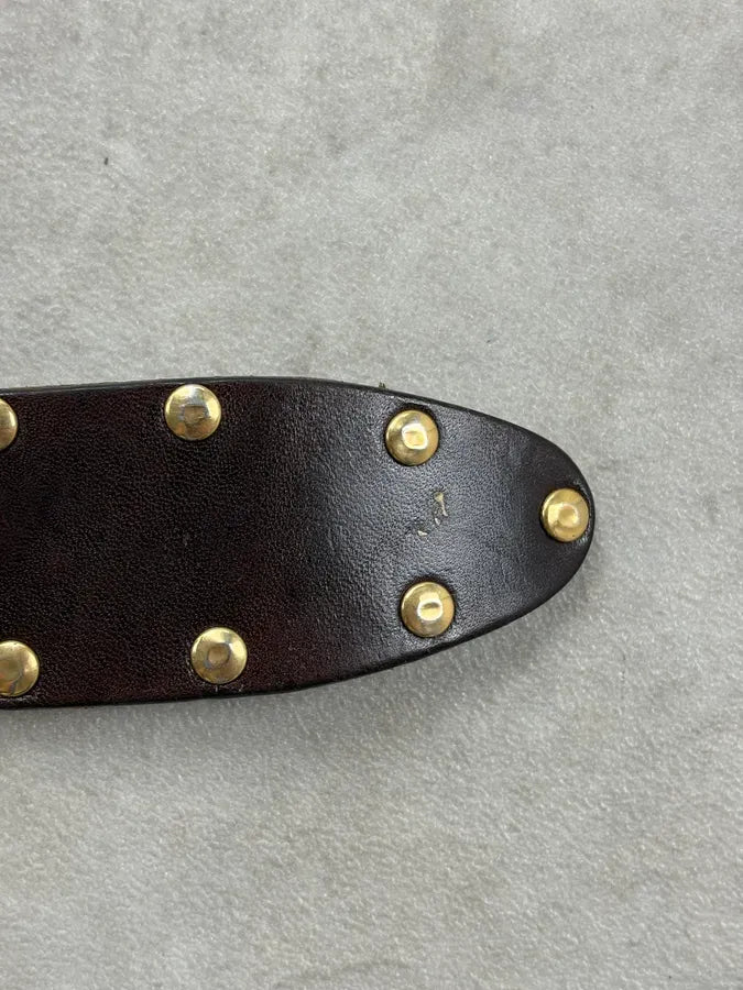 AW2006 Dolce & Gabbana Golden Angels Molding Buckle Brown Leather Belt nFVfPIZ 7