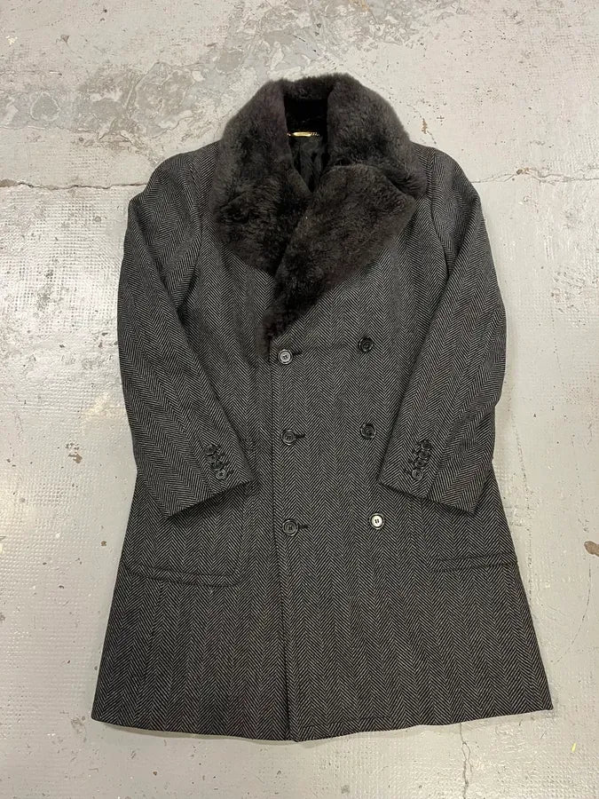 AW2006 Dolce & Gabbana Grey Wool Premium Fur Collar Royal Coat IavTiki 2