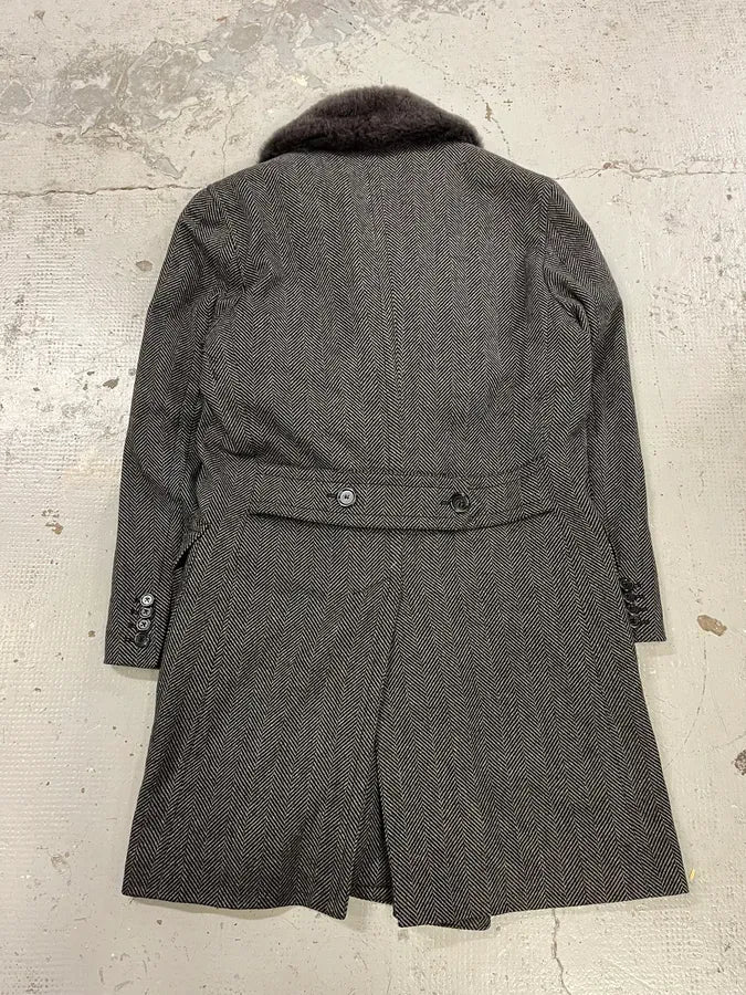 AW2006 Dolce & Gabbana Grey Wool Premium Fur Collar Royal Coat IavTiki 7