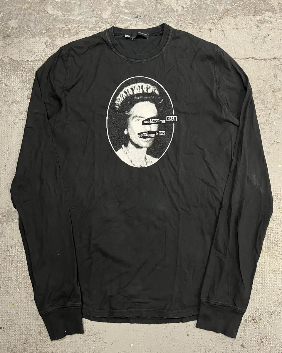 AW2006 Dsquared2 Black Face Print Longsleeve T-Shirt YvSdvDM 0