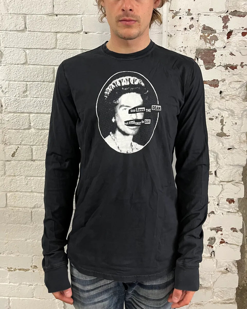 AW2006 Dsquared2 Black Face Print Longsleeve T-Shirt YvSdvDM 1