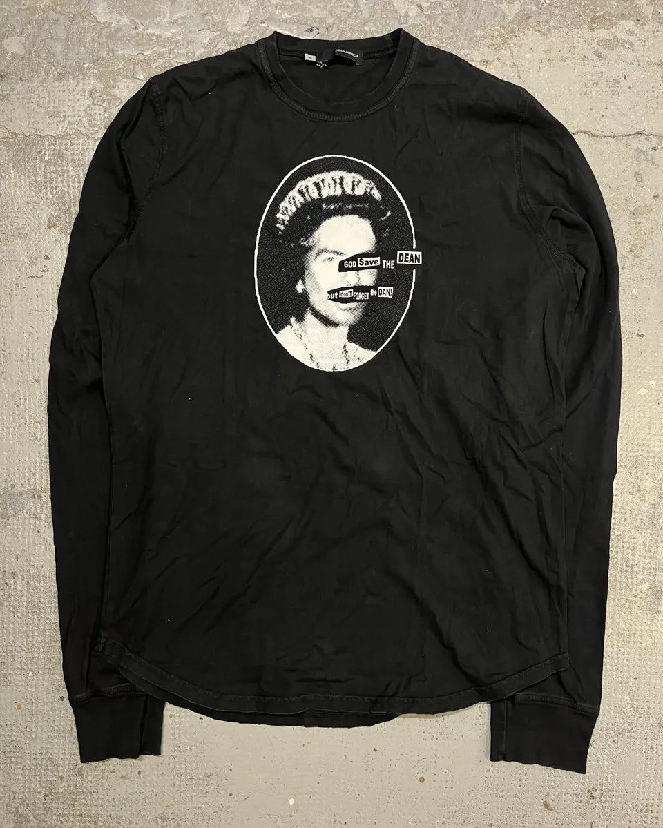 AW2006 Dsquared2 Black Face Print Longsleeve T-Shirt YvSdvDM 3