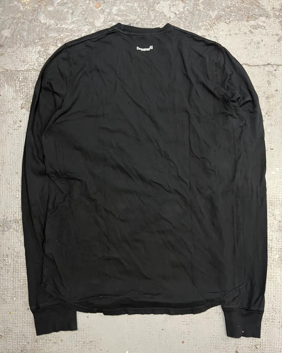 AW2006 Dsquared2 Black Face Print Longsleeve T-Shirt YvSdvDM 7