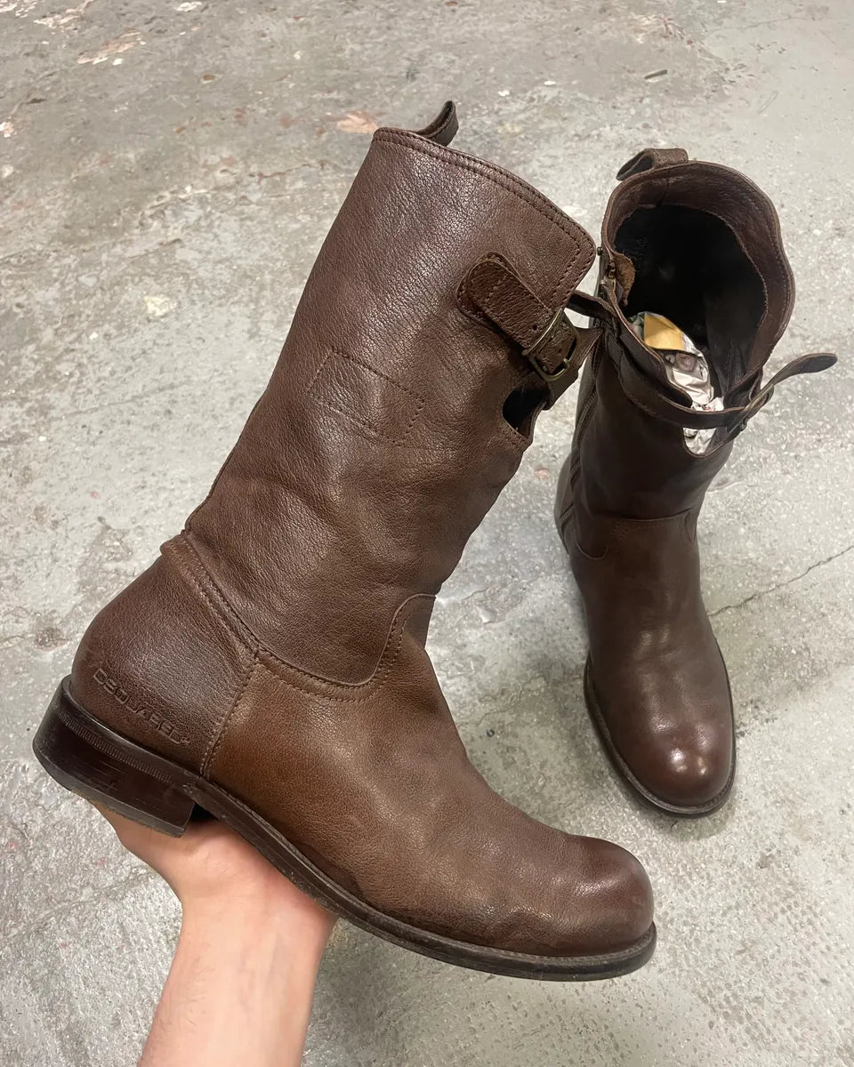 AW2006 Dsquared2 Brown Leather Ankle Boots (43eu/us9.5) wyNNeNZ 0