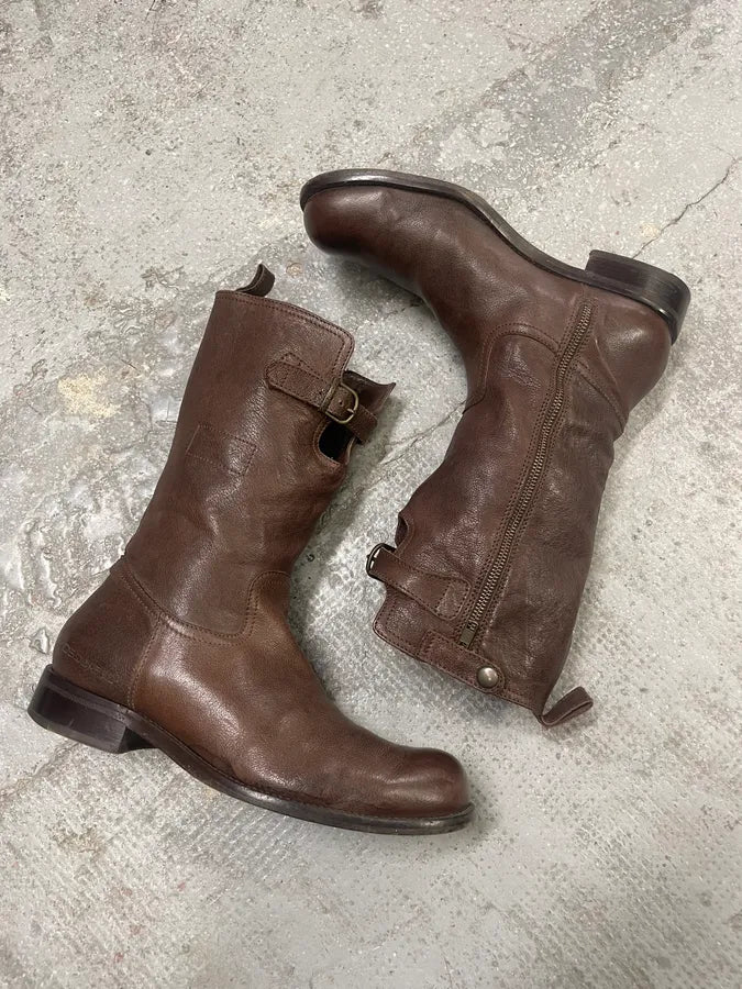AW2006 Dsquared2 Brown Leather Ankle Boots (43eu/us9.5) wyNNeNZ 5