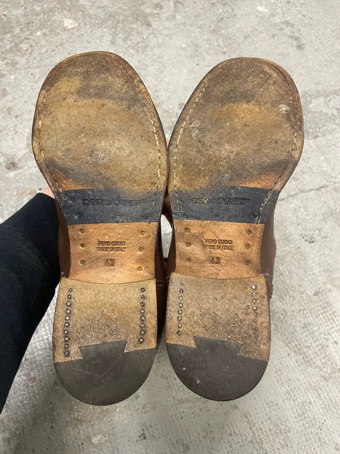 AW2006 Dsquared2 Brown Leather Ankle Boots (43eu/us9.5) wyNNeNZ 9