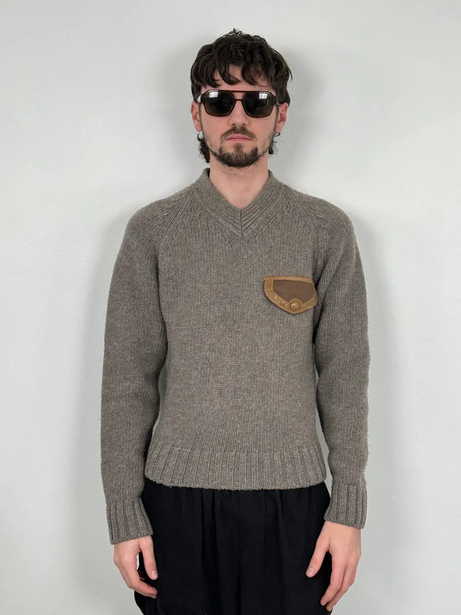 AW2006 Dsquared2 Grey Wool V Neck Sweater IiWeIyi 1