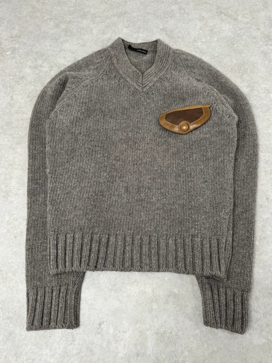 AW2006 Dsquared2 Grey Wool V Neck Sweater IiWeIyi 3
