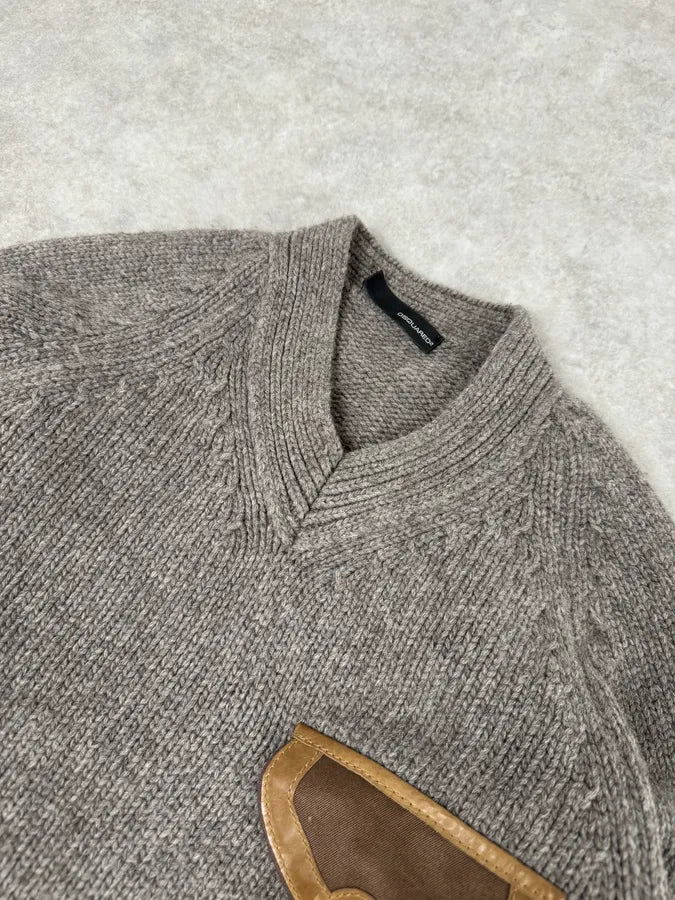 AW2006 Dsquared2 Grey Wool V Neck Sweater IiWeIyi 4
