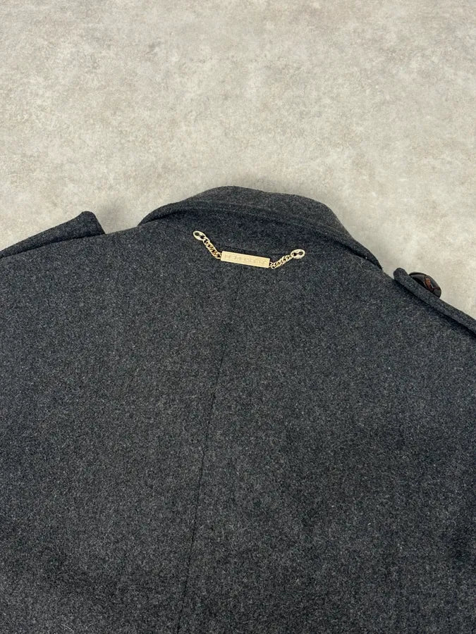 AW2009 Dsquared2 Grey Wool Buttoned Asymmetrical Caban Jacket meuzxho 5