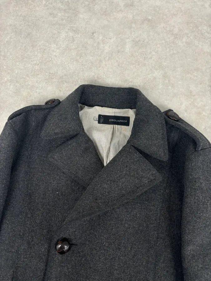 AW2009 Dsquared2 Grey Wool Buttoned Asymmetrical Caban Jacket meuzxho 3