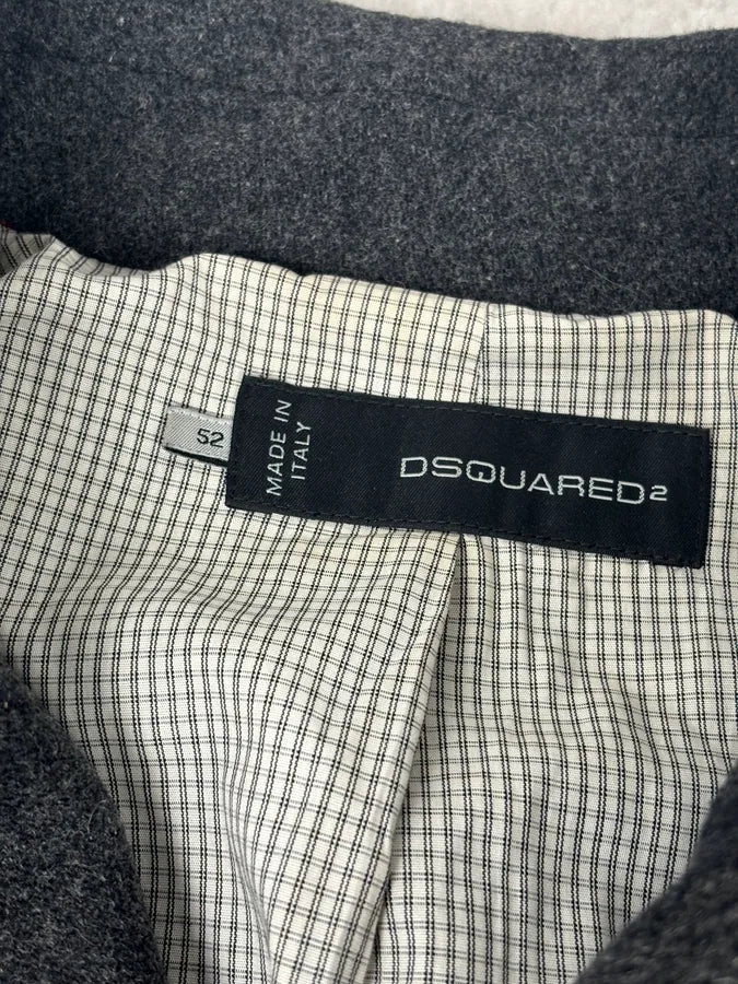 AW2009 Dsquared2 Grey Wool Buttoned Asymmetrical Caban Jacket meuzxho 7