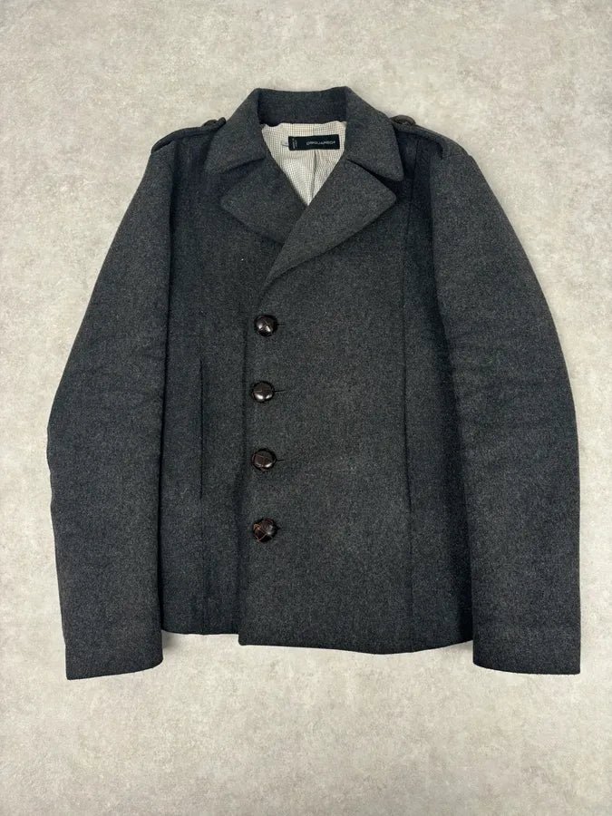 AW2009 Dsquared2 Grey Wool Buttoned Asymmetrical Caban Jacket meuzxho 0