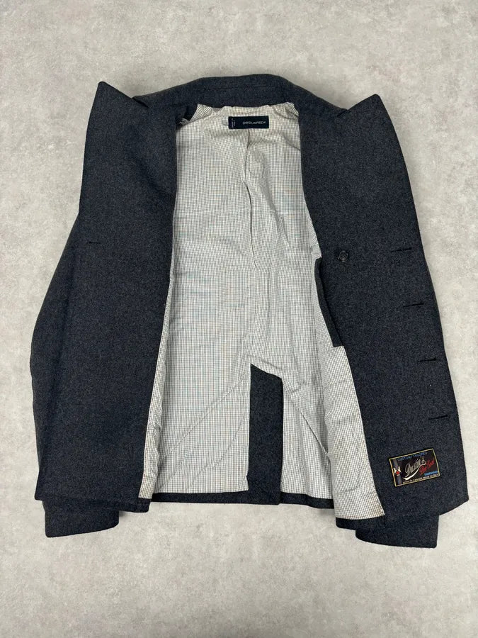 AW2009 Dsquared2 Grey Wool Buttoned Asymmetrical Caban Jacket meuzxho 6