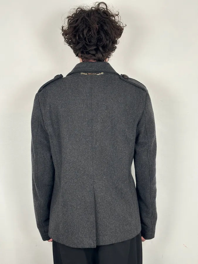 AW2009 Dsquared2 Grey Wool Buttoned Asymmetrical Caban Jacket meuzxho 2