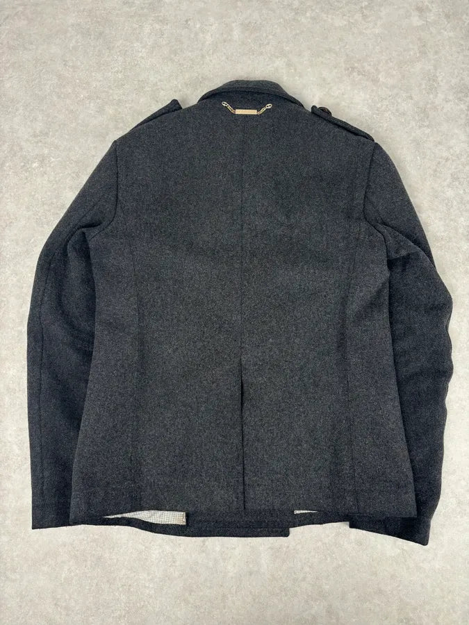 AW2009 Dsquared2 Grey Wool Buttoned Asymmetrical Caban Jacket meuzxho 4