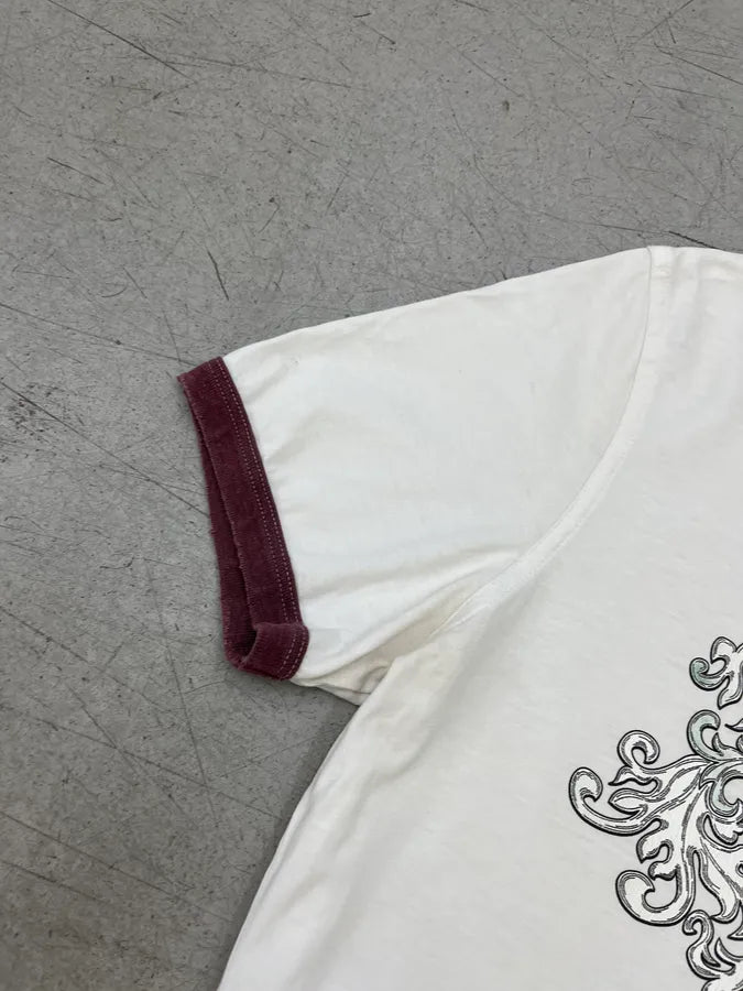 AW2006 Dsquared2 Heraldic Crest Destroyed White Ringer T-Shirt SWPFXGa 4