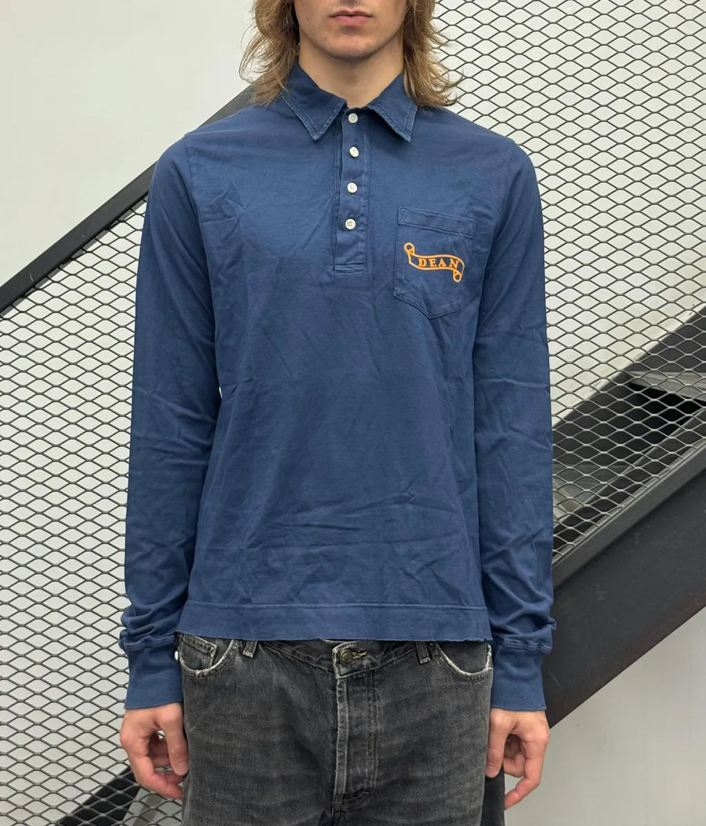 AW2006 Dsquared2 Navy Distressed Longsleeve Polo brDZdAb 1
