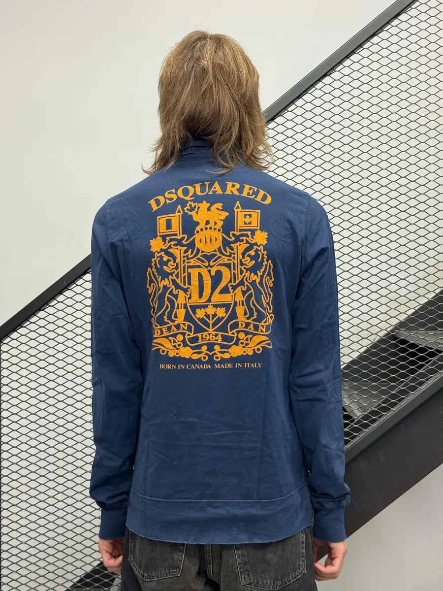 AW2006 Dsquared2 Navy Distressed Longsleeve Polo brDZdAb 2