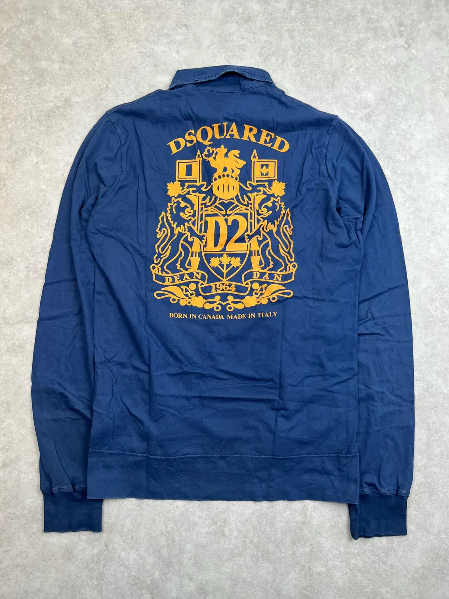 AW2006 Dsquared2 Navy Distressed Longsleeve Polo brDZdAb 3