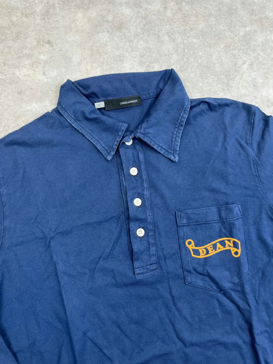AW2006 Dsquared2 Navy Distressed Longsleeve Polo brDZdAb 5