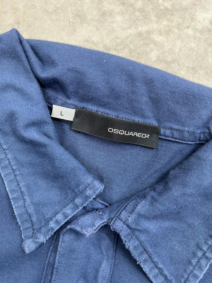 AW2006 Dsquared2 Navy Distressed Longsleeve Polo brDZdAb 9