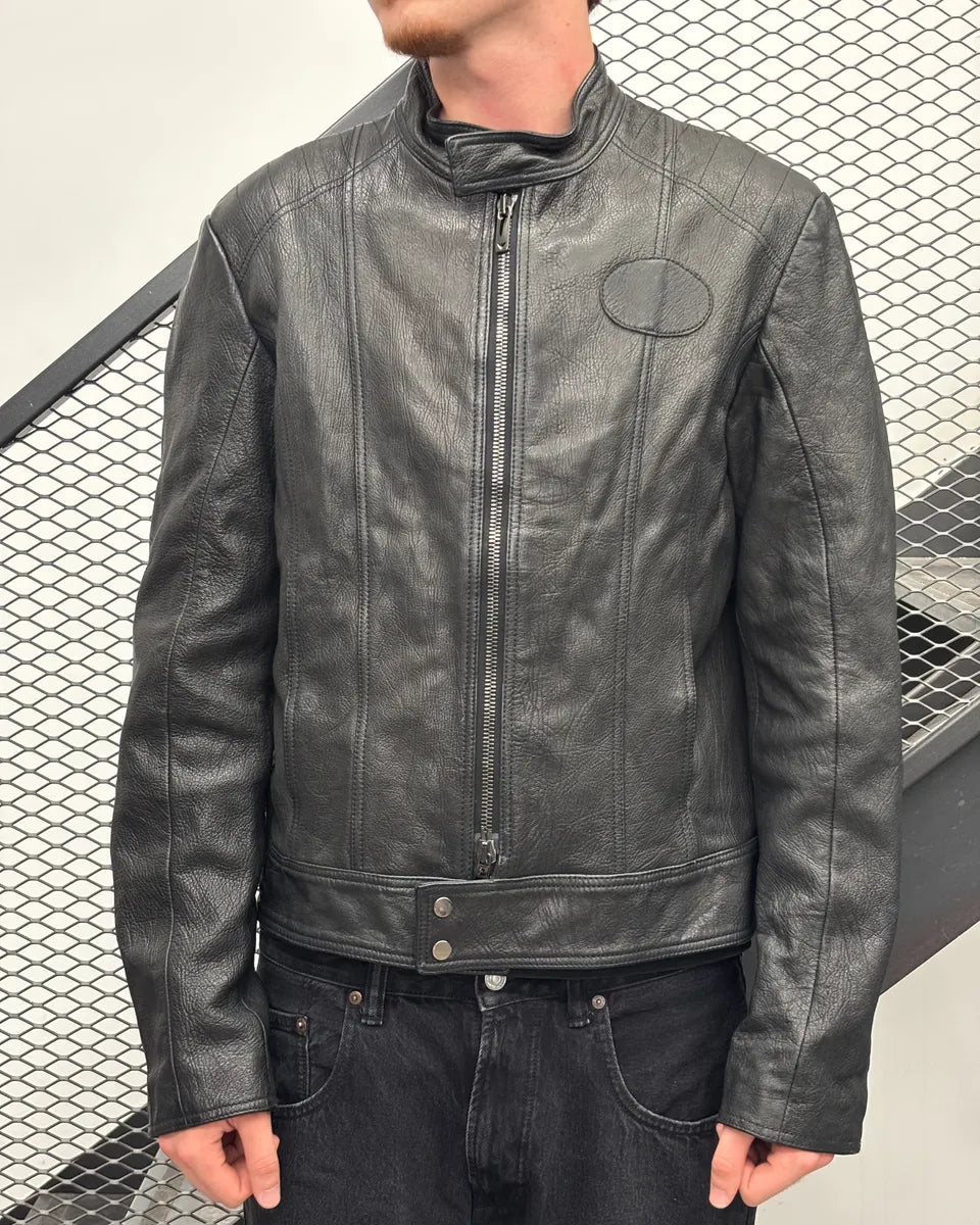 AW2006 Emporio Armani Black Biker Leather Jacket bnDTDLy 1
