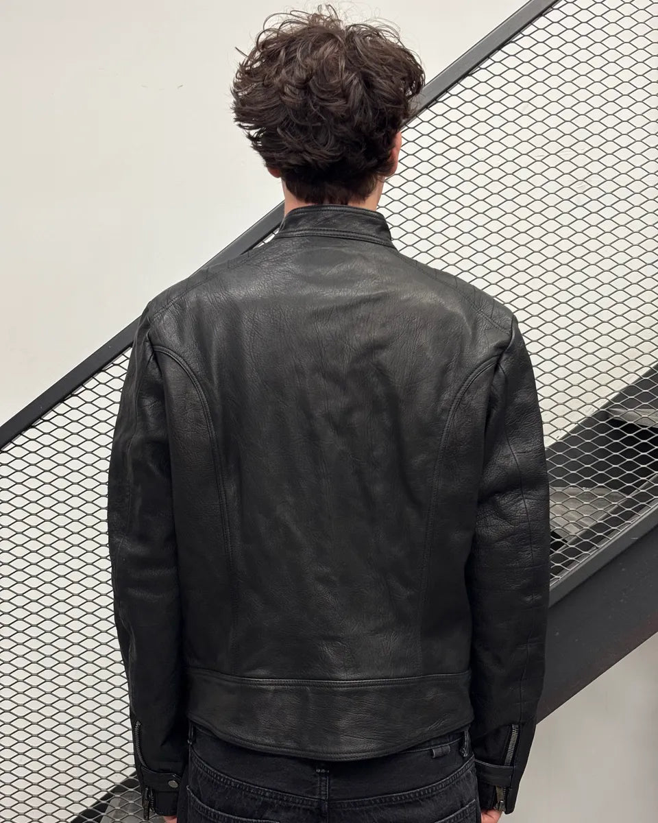 AW2006 Emporio Armani Black Biker Leather Jacket bnDTDLy 2