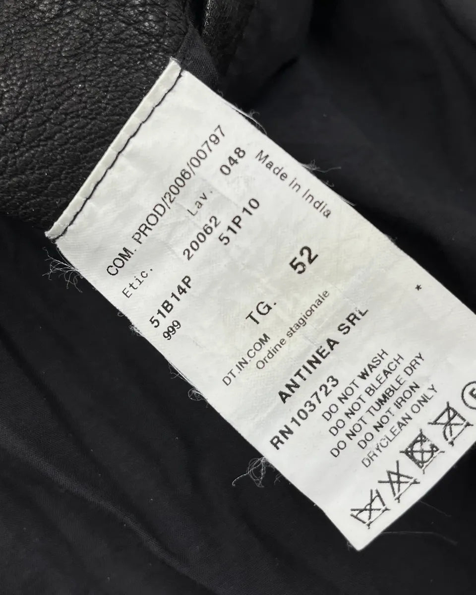 AW2006 Emporio Armani Black Biker Leather Jacket bnDTDLy 9