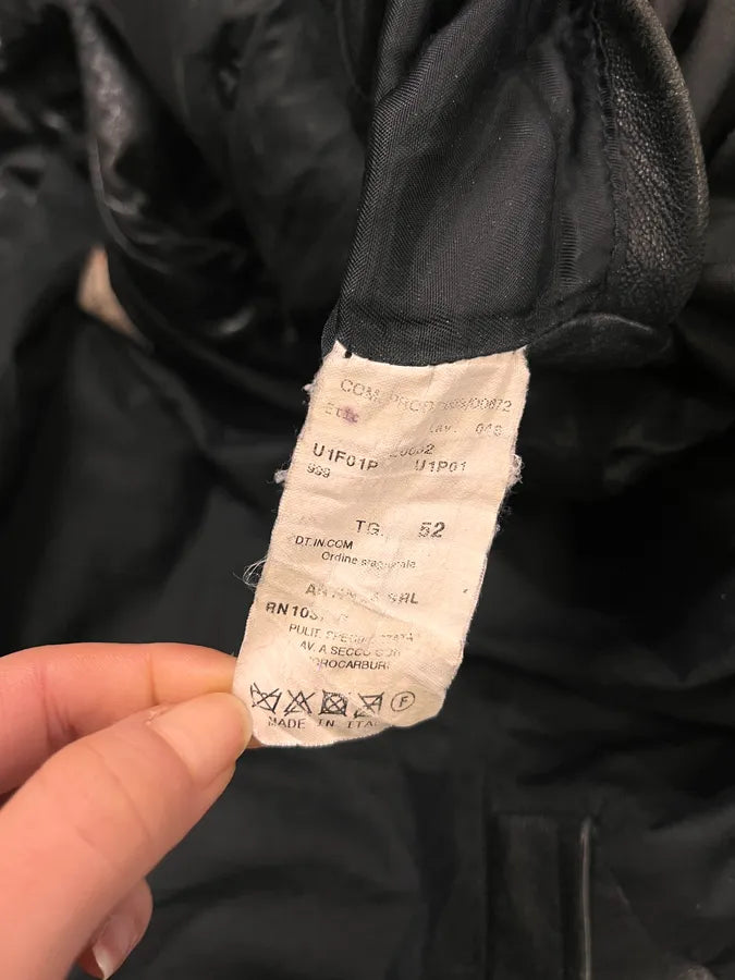 AW2006 Emporio Armani Officer Buttoned Black Leather Peacoat Jacket AiHSDrw 9