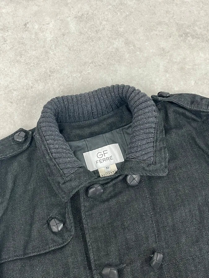 AW2006 Gianfranco Ferré Grey Officer Buttoned Bomber Jacket EwyOzYQ 3