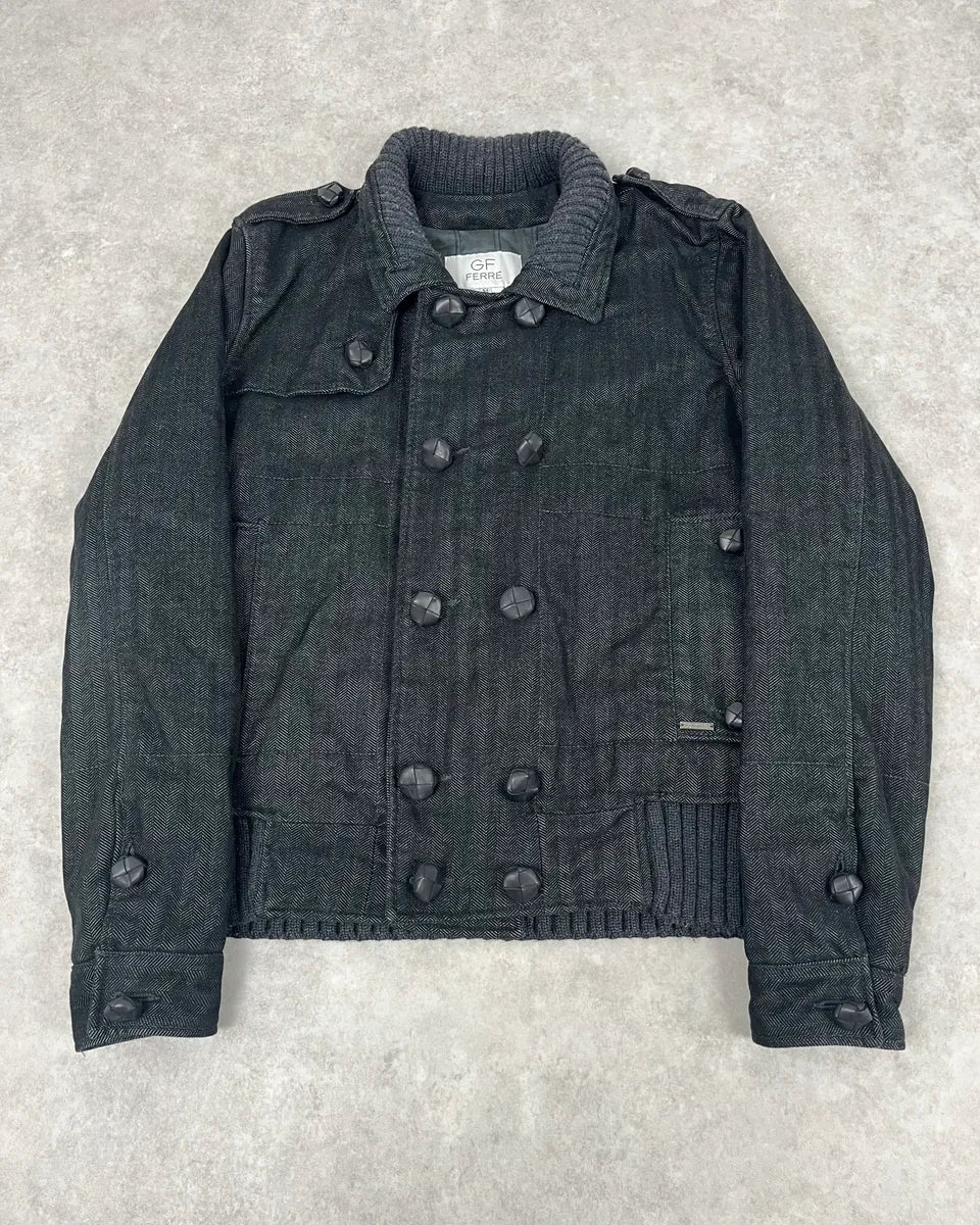 AW2006 Gianfranco Ferré Grey Officer Buttoned Bomber Jacket EwyOzYQ 0