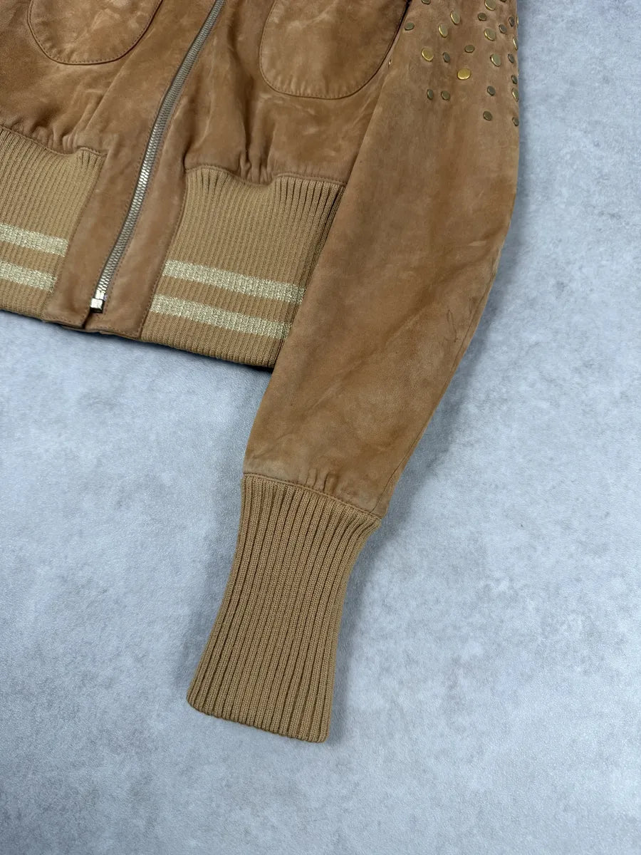 AW2006 Gucci Beige Suede Studded Leather Jacket by Frida Giannini StdqYYs 9