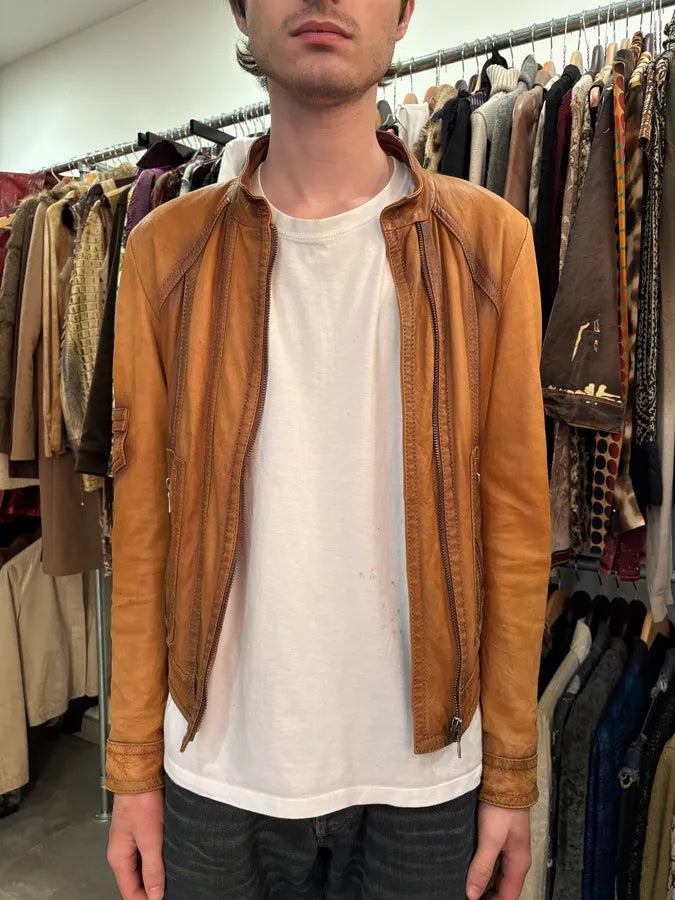 AW2006 Gucci Brown Asymmetrical Leather Jacket (S) rtbBXtA 1