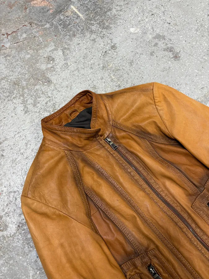 AW2006 Gucci Brown Asymmetrical Leather Jacket (S) rtbBXtA 4