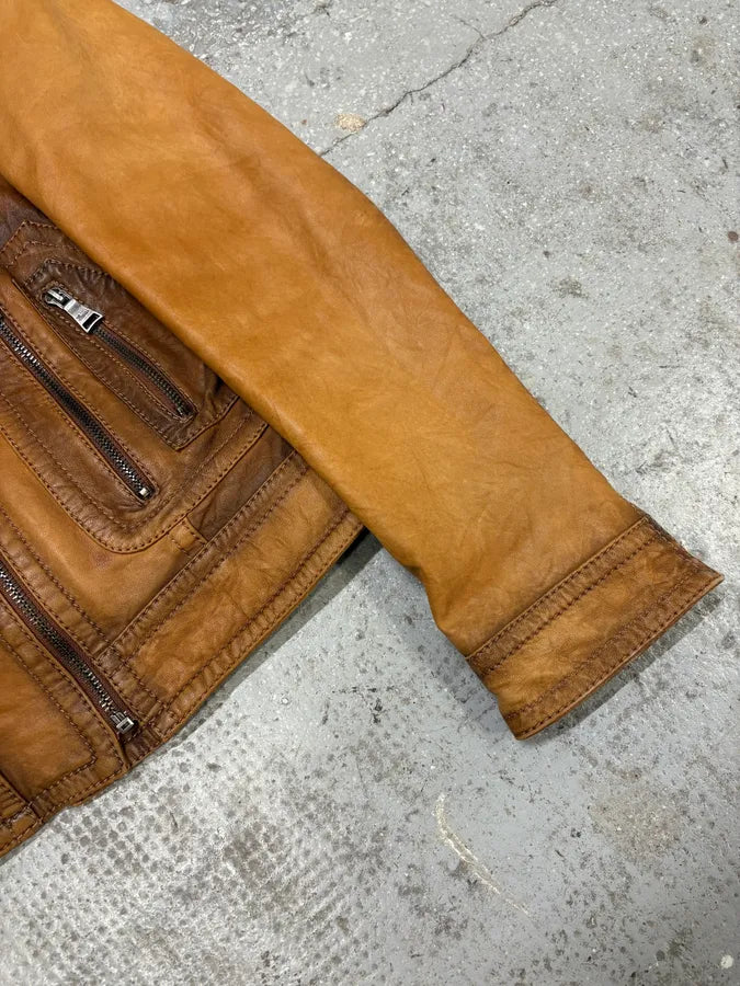AW2006 Gucci Brown Asymmetrical Leather Jacket (S) rtbBXtA 7
