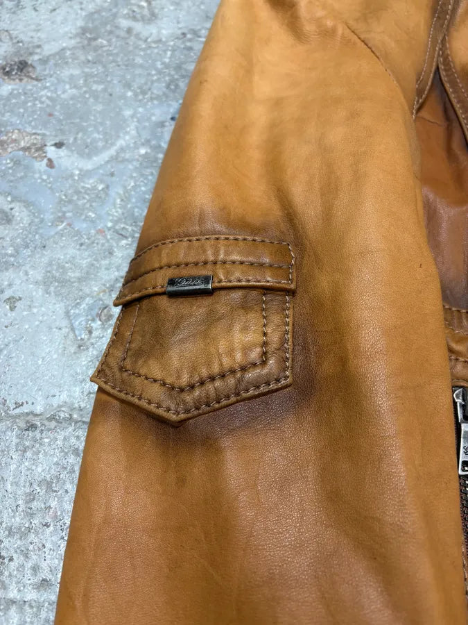 AW2006 Gucci Brown Asymmetrical Leather Jacket (S) rtbBXtA 8