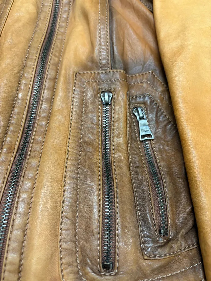 AW2006 Gucci Brown Asymmetrical Leather Jacket (S) rtbBXtA 9