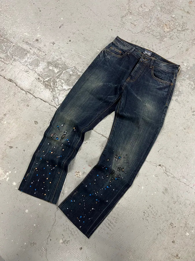 AW2006 Jean Paul Gaultier Distressed Painted Rebel Jeans PaQekJU 1