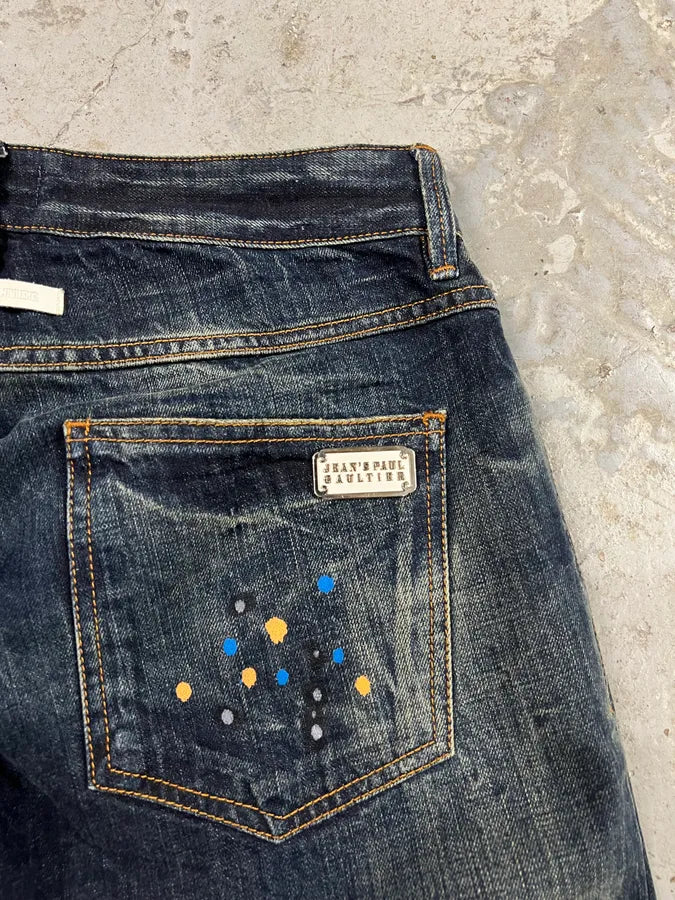 AW2006 Jean Paul Gaultier Distressed Painted Rebel Jeans PaQekJU 6