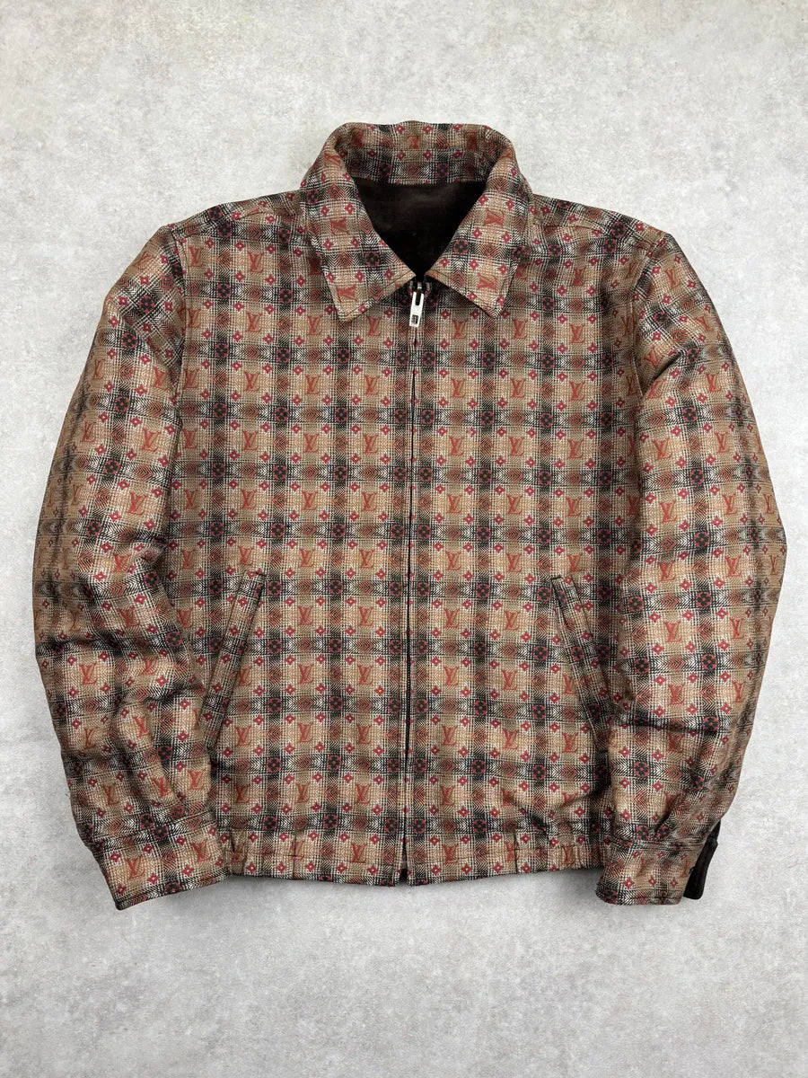 AW2005 Louis Vuitton Reversible Brown Beige Monogram Jacket ZgAclKo 0
