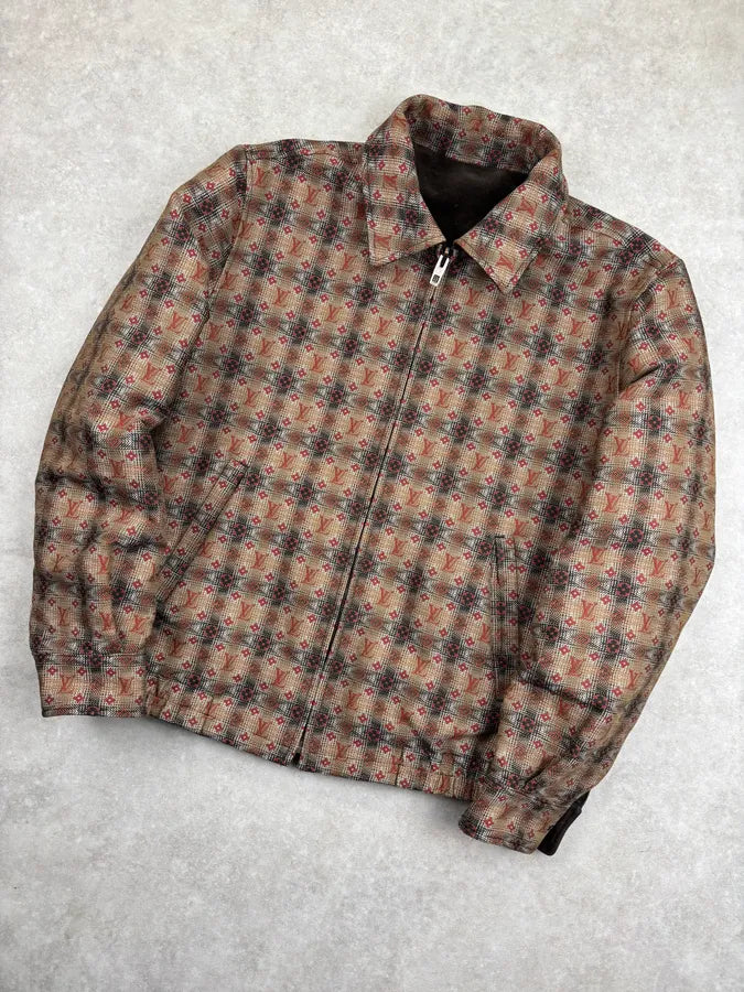 AW2005 Louis Vuitton Reversible Brown Beige Monogram Jacket ZgAclKo 7