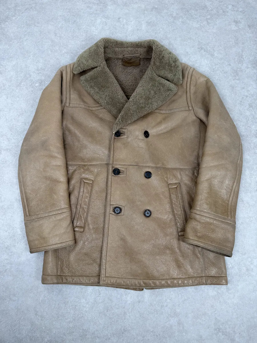 AW2006 Prada Beige Shealing Double Breasted Leather Coat VBkyjHO 0