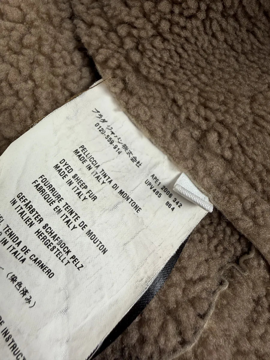 AW2006 Prada Beige Shealing Double Breasted Leather Coat VBkyjHO 10