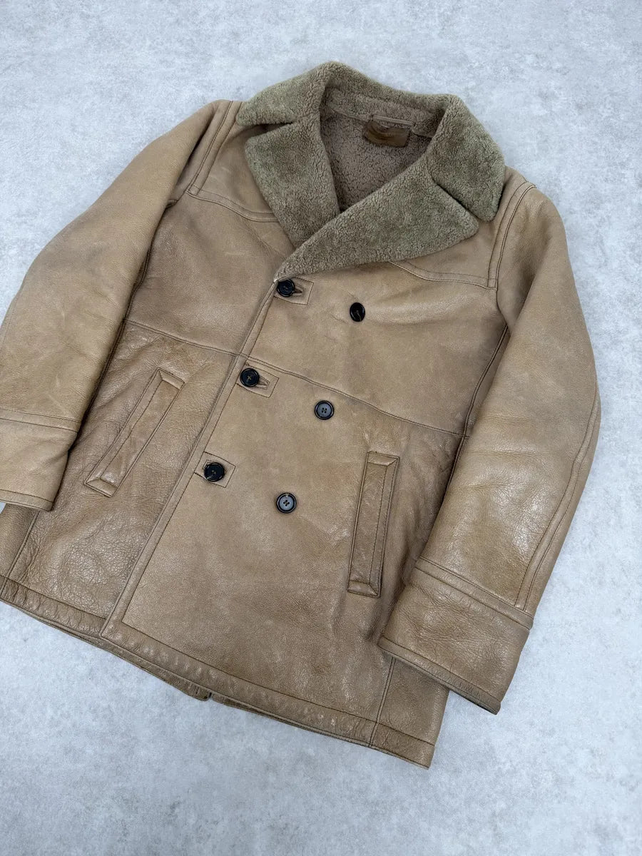 AW2006 Prada Beige Shealing Double Breasted Leather Coat VBkyjHO 6