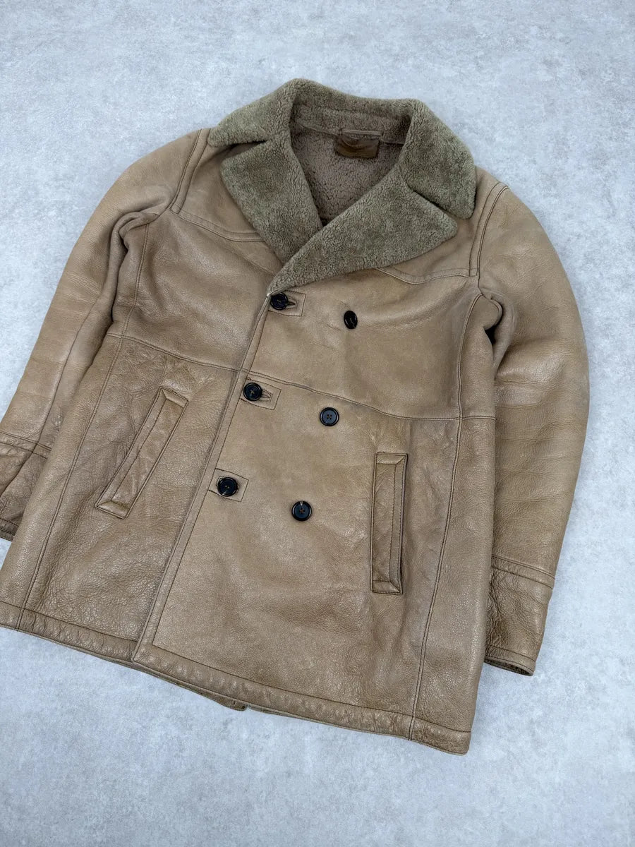 AW2006 Prada Beige Shealing Double Breasted Leather Coat VBkyjHO 7