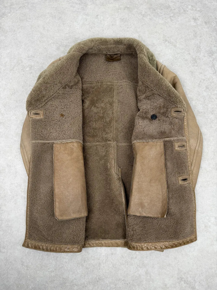 AW2006 Prada Beige Shealing Double Breasted Leather Coat VBkyjHO 9