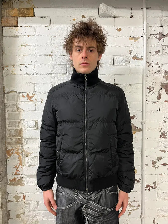 AW2006 Prada Black Minimalist Puffer Jacket JkNyfKR 1
