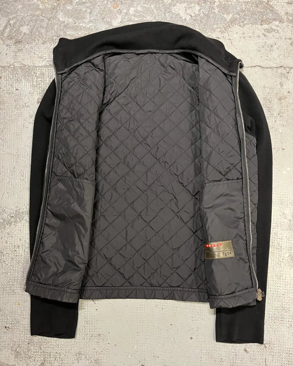 AW2006 Prada Black Nylon Quilted Hybrid Jacket ijIhiyr 7