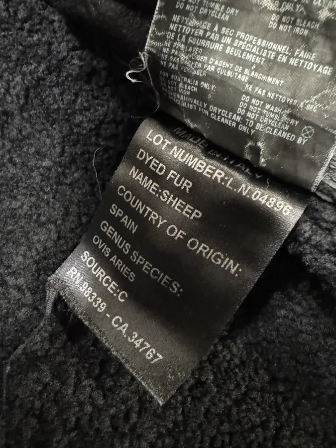 AW2006 Prada Black Shearling Lambskin Leather Jacket (M) IdOCisS 15